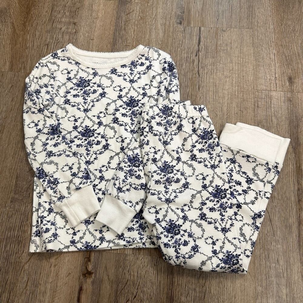 Janie and Jack Girls 4 Goodnight Floral Toile Long Sleeve Pajama Set Cotton